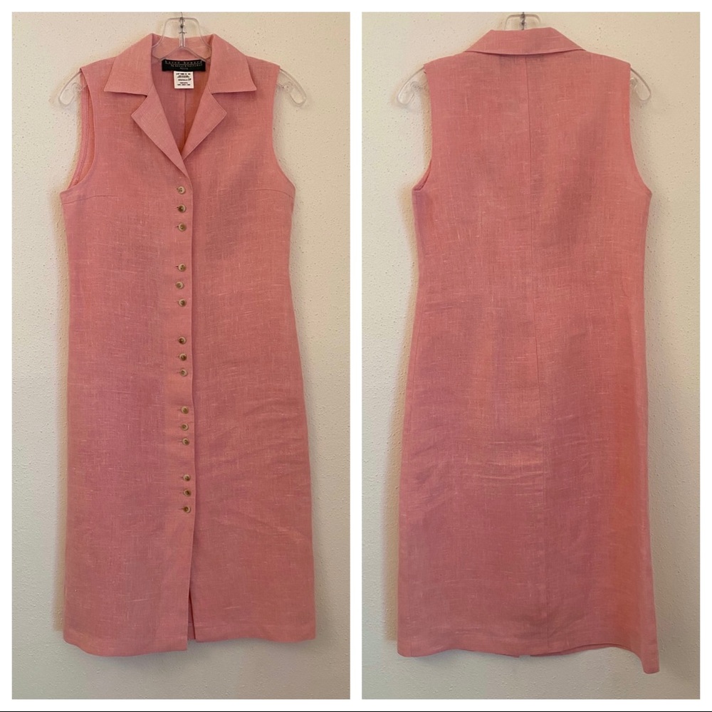 Harve Benard linen dress 2P pink salmon